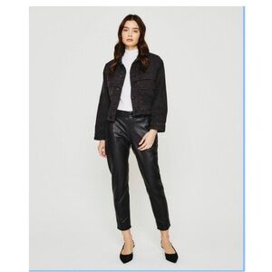 AG Adriano Goldschmied New Caden Black Leatherette Tailored Trouser